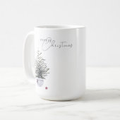 Mug Arbre de Noël aquarelle Boho Chic Blanc (Devant gauche)