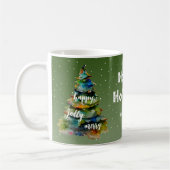 Mug Arbre de Noël Aquarelle Joyeux Jolly Joyeux Famill (Gauche)