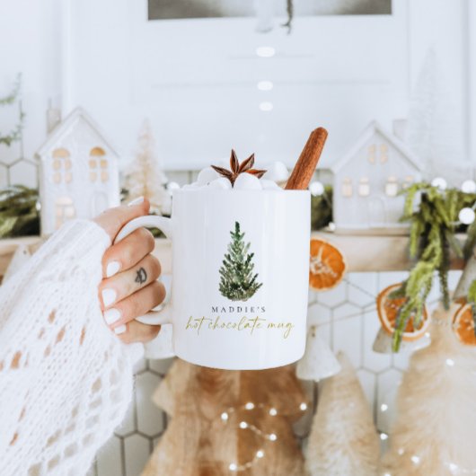 Mug Arbre de Noël aquarelle Noël personnalisé