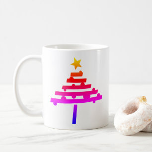 Mug Arbre de Noël arc-en-ciel simple avec étoile