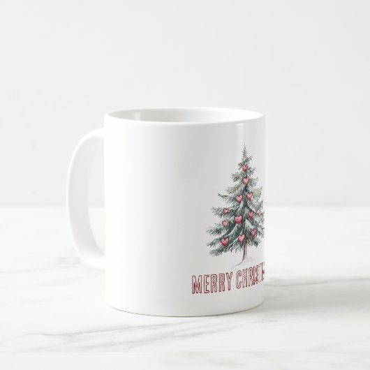 Mug Arbre de Noël aux coeurs (Devant gauche)