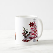 Mug Arbre de Noël aux traits de pinceau rouges minimal (Devant droit)