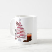 Mug Arbre de Noël aux traits de pinceau rouges minimal (Devant gauche)