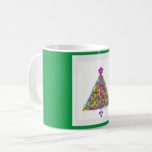 Mug ARBRE DE NOËL AVEC ORNAMENTS Vert (Devant gauche)