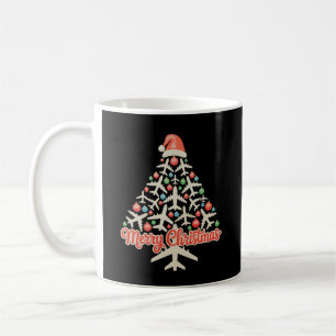 Mug Arbre de Noël Avion Pilote Xmas Fêtes Famille