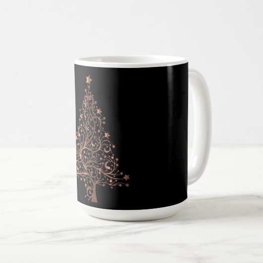 Mug Arbre de Noël Black Metallic Brown Cuivre Élégant (Devant droit)