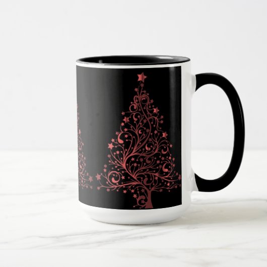 Mug Arbre de Noël Black Metallic Rouge look élégant (Droite)