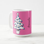 Mug Arbre de Noël blanc | Ajouter votre nom (Devant gauche)