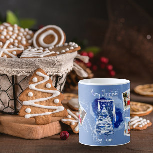 Mug Arbre de Noël blanc et bleu 6 Modèles photo