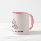 Mug Arbre de Noël blanc rose pâle (Devant droit)