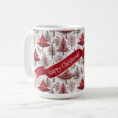 Mug Arbre de Noël blanc rouge Motif #4 ID1009 (Devant gauche)