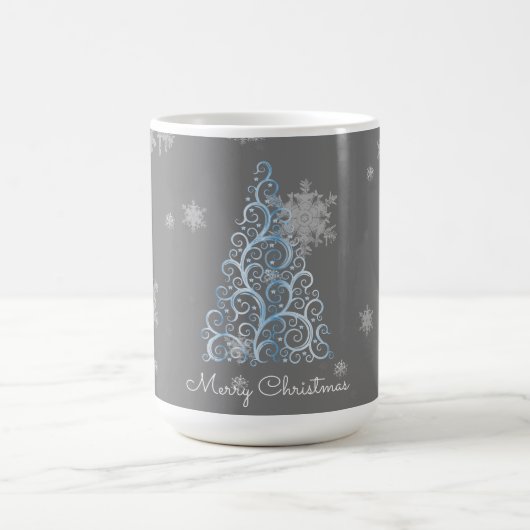 Mug Arbre de Noël bleu et flocons de neige (Centre)