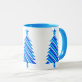 Mug Arbre de Noël bleu et turquoise (Devant droit)