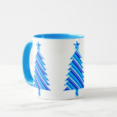 Mug Arbre de Noël bleu et turquoise (Devant gauche)