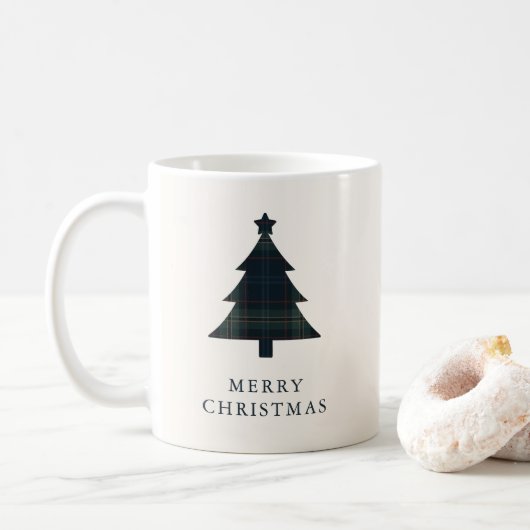Mug Arbre de Noël bleu et vert de la marine (Avec donut)