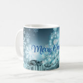 Mug Arbre de Noël bleu, Flocon de neige (Devant gauche)