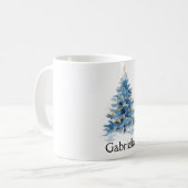 Mug Arbre de Noël bleu or (Devant gauche)