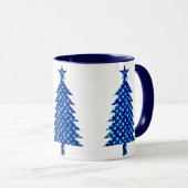 Mug Arbre de Noël bleu profond avec étoiles (Devant droit)
