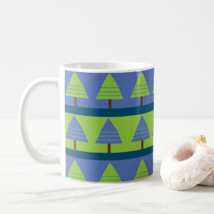 Mug Arbre de Noël bleu vert géométrique