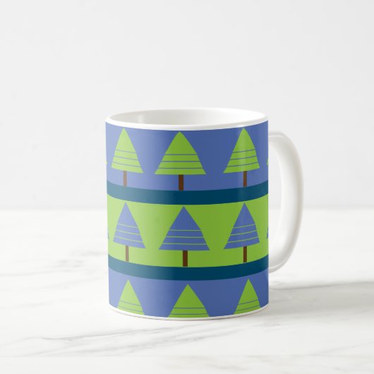 Mug Arbre de Noël bleu vert géométrique (Devant droit)
