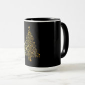 Mug Arbre de Noël brillant noir et or (Devant droit)