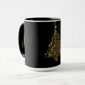 Mug Arbre de Noël brillant noir et or (Devant gauche)