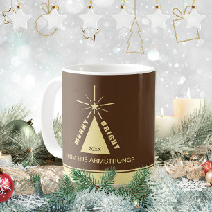 Mug Arbre de Noël Brun au Chocolat Photo de Famille