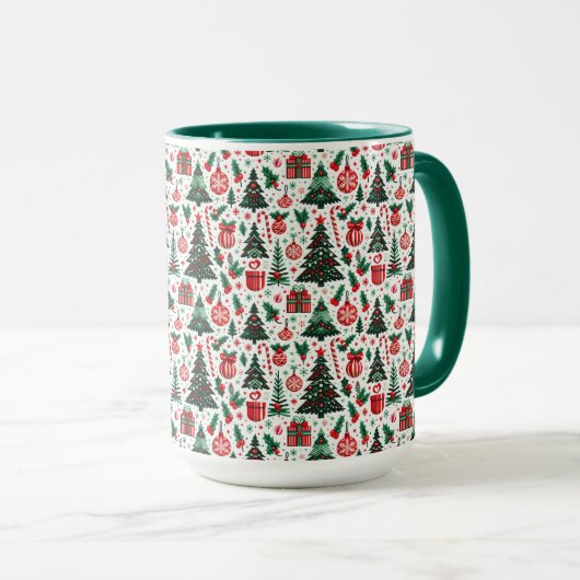 Mug Arbre de Noël, cadeaux, sucre de canne (Devant droit)
