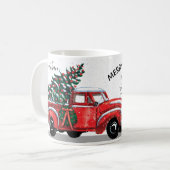 Mug Arbre de Noël Camion rouge Vintage Nom (Devant gauche)