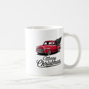 Mug Arbre de Noël camionnette rouge pickup vintage Noë