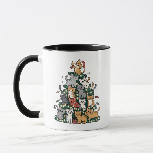 Mug Arbre de Noël Chat Drôle Chaton Animal de Compagni (Gauche)