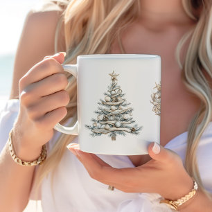 Mug Arbre de Noël côtier et couronne de coquillages Fê