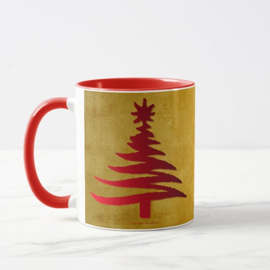 Mug Arbre de Noël crayon rouge sur or (Gauche)