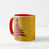Mug Arbre de Noël crayon rouge sur or (Devant gauche)