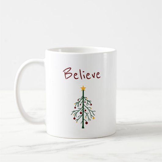 Mug Arbre de Noël Croire une typographie mignonne (Gauche)