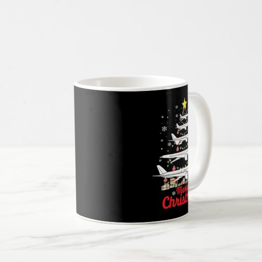 Mug Arbre de Noël de l'avion Joyeux Noël les plus prob (Devant droit)