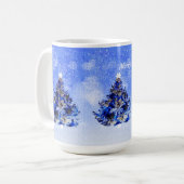 Mug Arbre de Noël décoré en bleu (Devant gauche)