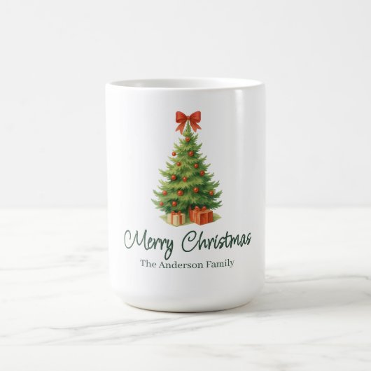 Mug Arbre de Noël élégant avec Bow rouge et présents - (Centre)