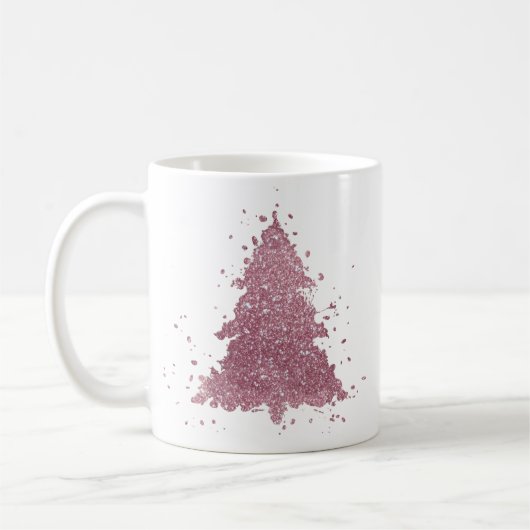 Mug Arbre de Noël élégant | Dusty Mauve Pink Splatter (Gauche)
