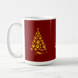 Mug Arbre de Noël Empreinte de Patte Amateur de Chien