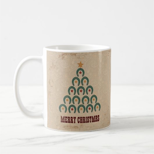 Mug Arbre de Noël en fer à cheval rustique (Gauche)