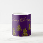 Mug Arbre de Noël en or brillant à Noël violet (Centre)