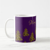 Mug Arbre de Noël en or brillant à Noël violet (Gauche)
