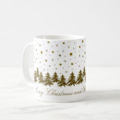 Mug Arbre de Noël en or brillant, lune, étoiles Noël (Devant gauche)