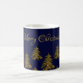 Mug Arbre de Noël en or brillant sur Noël bleu (Centre)