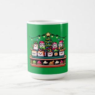Mug Arbre de Noël en Sushi Festif - Art Pixel mignon