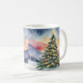 Mug Arbre de Noël enneigé paysage hivernal (Devant droit)