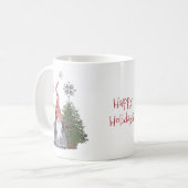 Mug Arbre de Noël Gnome étoiles Joyeuses vacances (Devant gauche)