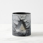Mug Arbre de Noël gris fissuré 3D (Centre)