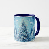 Mug Arbre de Noël impressionniste Whimsical Bleu (Devant droit)